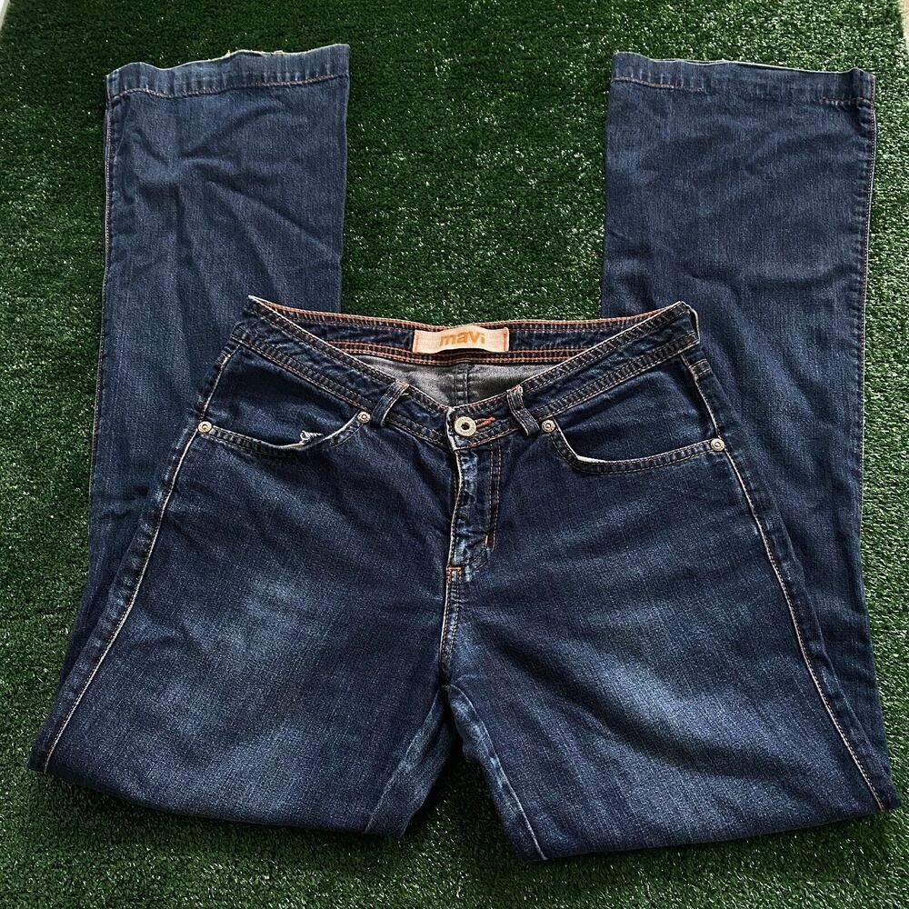 Mavi Jeans Womens 28x32 Blue Denim Bootcut Distressed Low Rise Flared